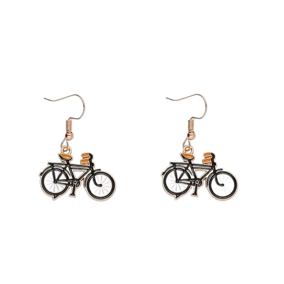 Y2K Retro Black Bicycle Drop Earrings - Picture 2 of 4